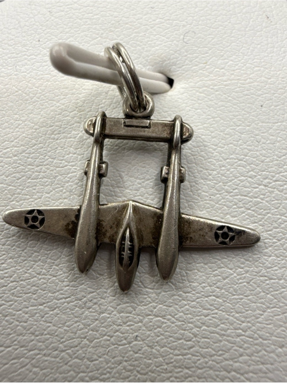 VTG Sterling Silver Bracelet Charm, Pendant, P 38 Fighter Airplane WWII